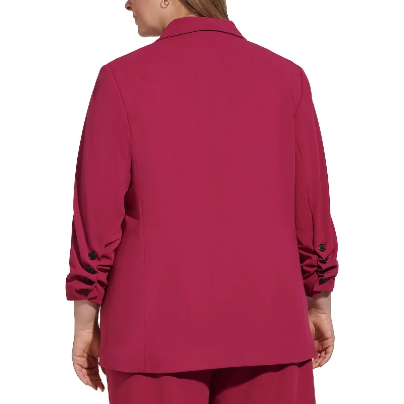 Calvin Klein Womens Plus Solid 3/4 Sleeve One-Button Blazer Women's Fashion Blazer