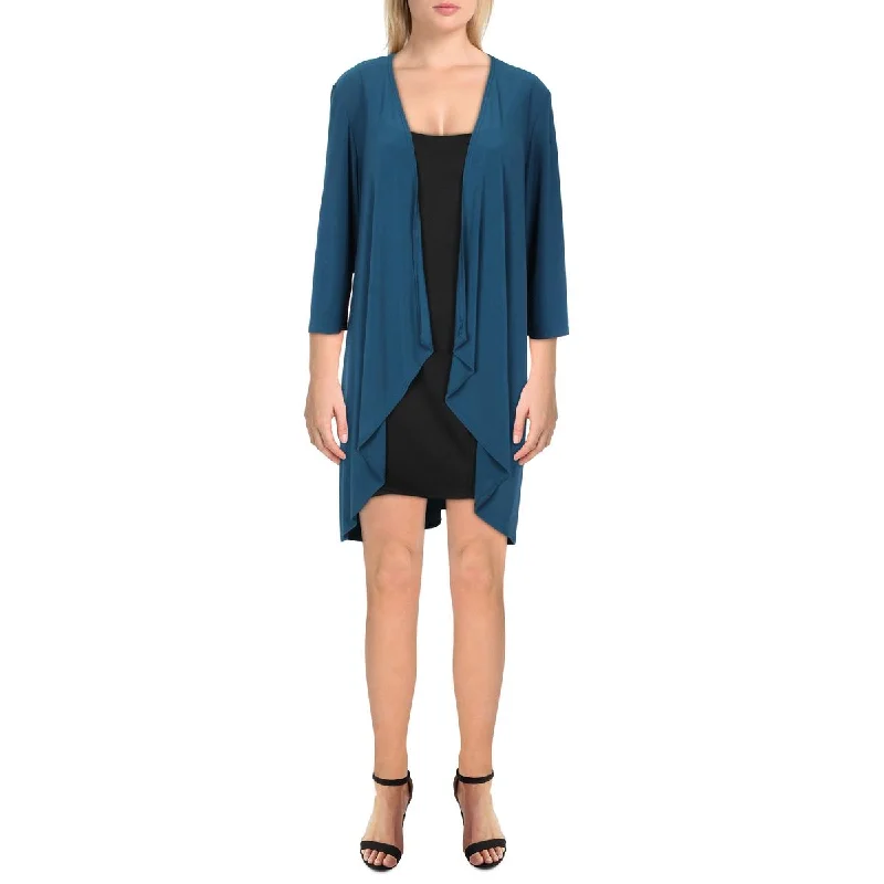 R&M Richards Womens Knit Drapey Duster Blazer Women's Stripe Blazer