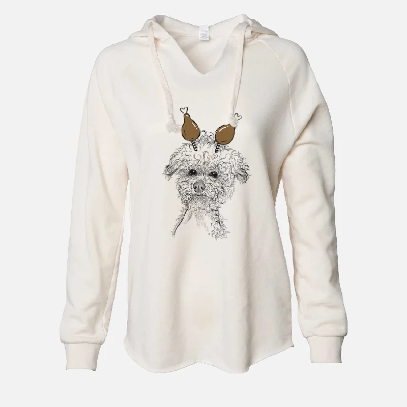 Thanksgiving Muffin the Poodle - Cali Wave Hooded Sweatshirt Hoodie with Hem Frayed Vintage Worn