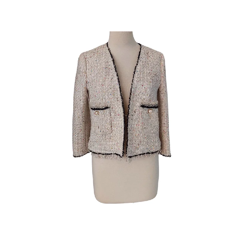 Zara Off White Tweed Open Blazer | Gently Used | Women's Denim Suit