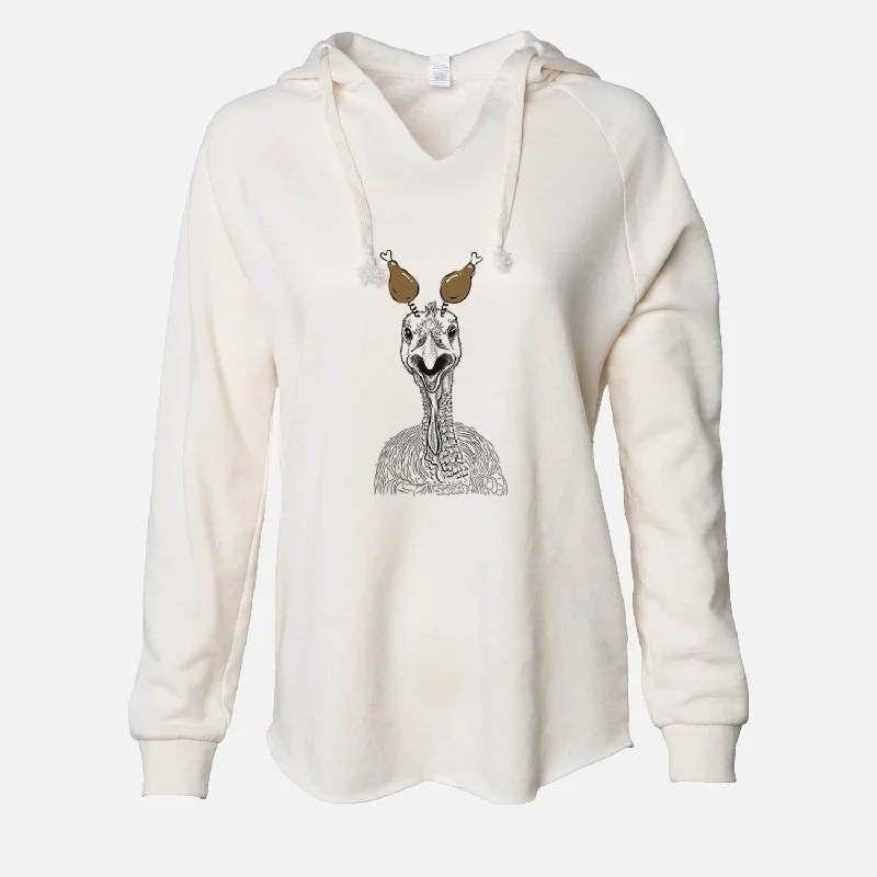 Thanksgiving Gobble the Turkey - Cali Wave Hooded Sweatshirt Hoodie with Mock Neck Collared Structured