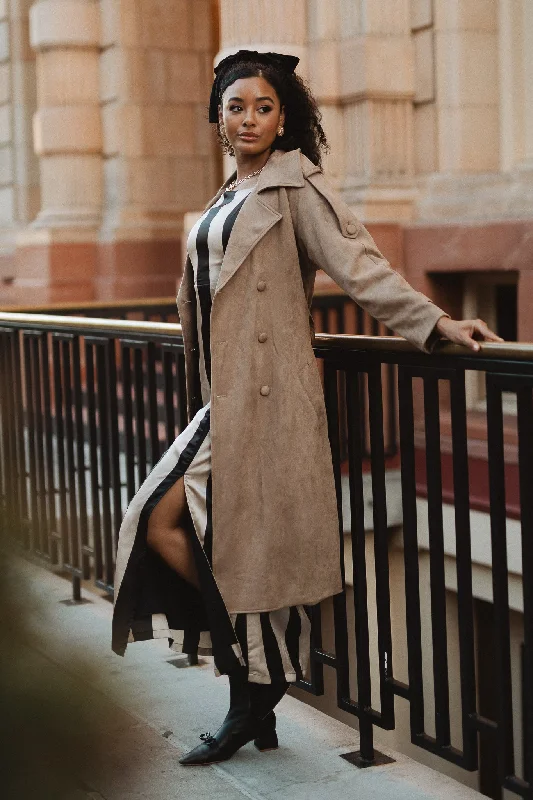 Holly Coat in Tan Suede A-Line Ball Gown Mermaid