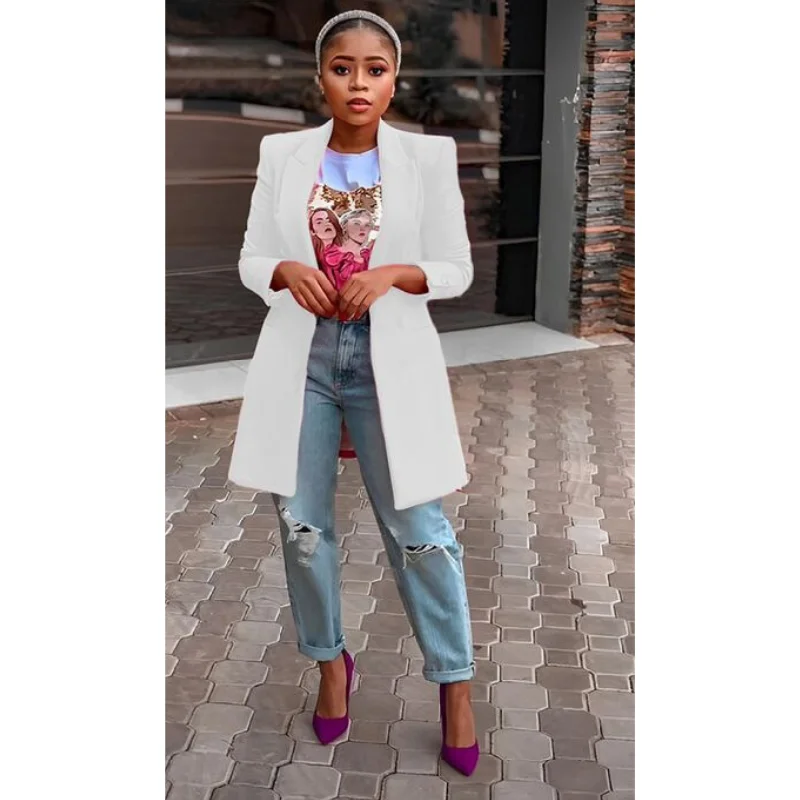 Buttoned Sleeve Long Coat. Crew Neck V-Neck Boat Neck