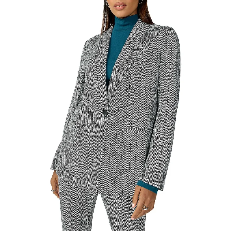 Sanctuary Womens Herringbone Office One-Button Blazer Women's Professional Jacket