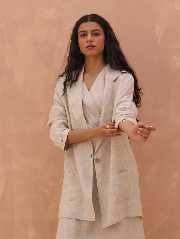 Carla Linen Summer Blazer - Off White Women's Unique Blazer