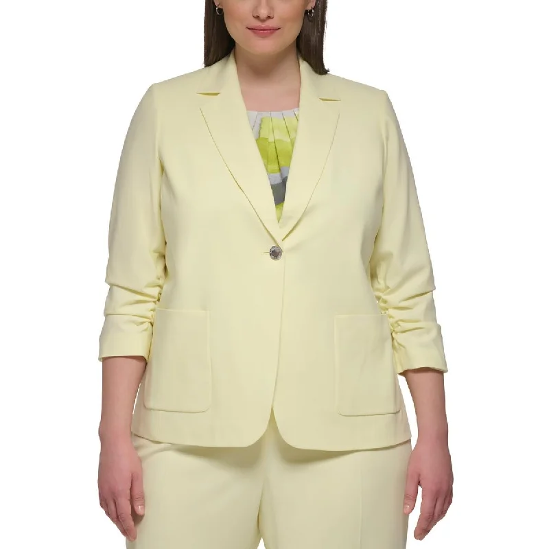 Calvin Klein Womens Plus Crepe One-Button Blazer Women's Unique Blazer