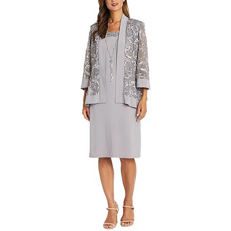 R&M Richards Womens Petites Soutache Open Front Collarless Blazer Plus Size Women's Coat R&M Richards Womens Petites Soutache Open Front Collarless Blazer Plus Size Women's Coat
