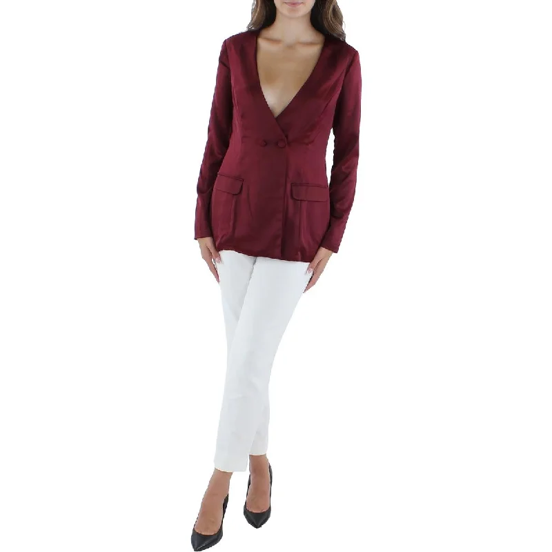 City Studio Womens Juniors Satin Open Back One-Button Blazer Women's Business Blazer City Studio Womens Juniors Satin Open Back One-Button Blazer Women's Business Blazer