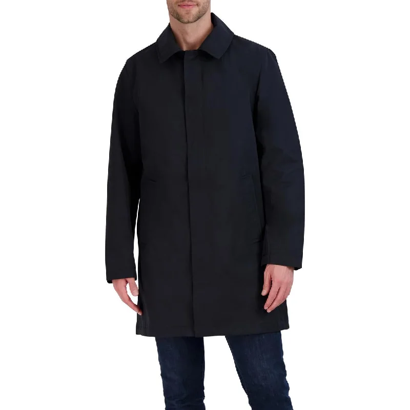 Vince Camuto Mens Lightweight Water Resistant Long Coat Suede Faux Fur Shearling