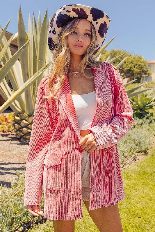 BiBi Ribbed Button Up Long Sleeve Blazer Women's Boutique Suit