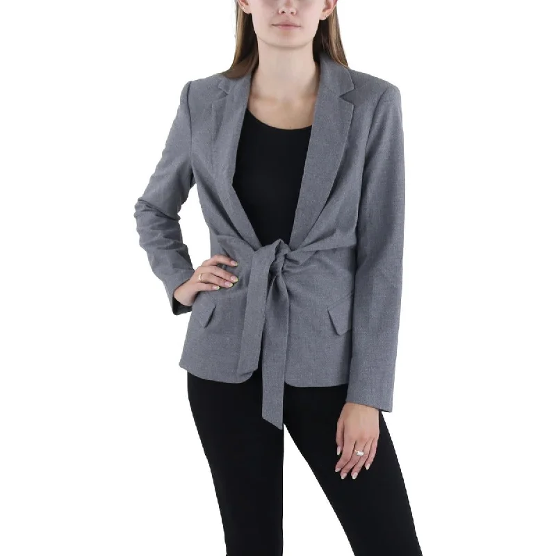 Donna Karan Womens Heathered Textured Open-Front Blazer Women's High-End Blazer