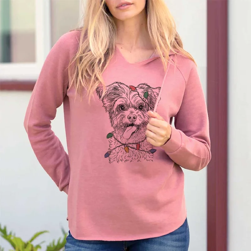 Christmas Lights Sweetie the Terrier Mix - Cali Wave Hooded Sweatshirt Hoodie with Oversized Fit Loose Comfortable