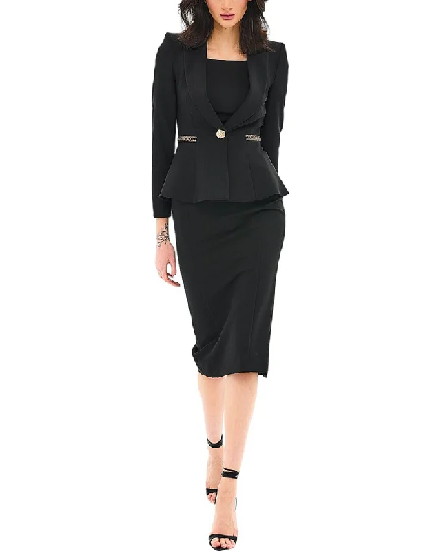 BGL 2pc Wool-Blend Blazer & Dress Set Women's Trendy Jacket