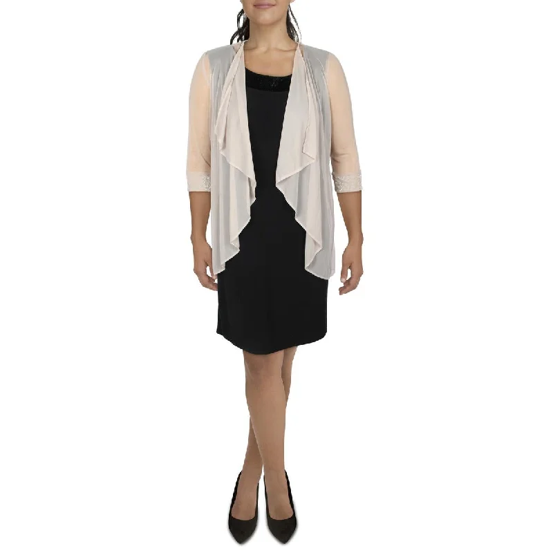 R&M Richards Womens Mesh Sheer Duster Blazer Women's Patchwork Suit