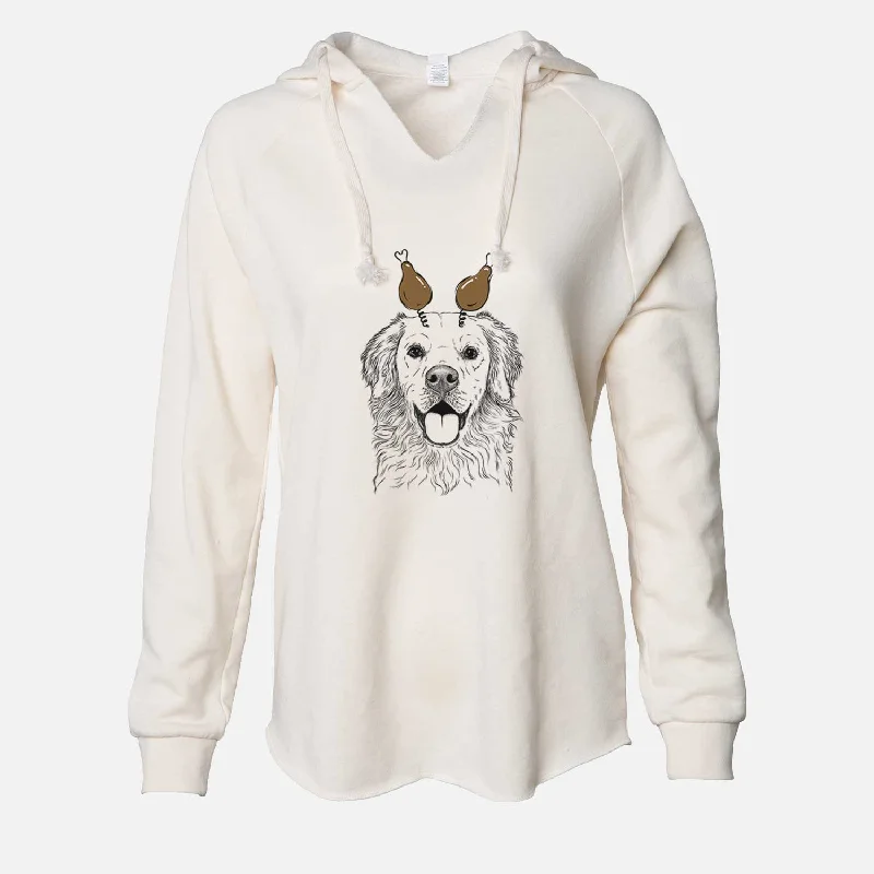 Thanksgiving Juniper the Golden Retriever - Cali Wave Hooded Sweatshirt Hoodie with Batwing Sleeves Loose Dramatic