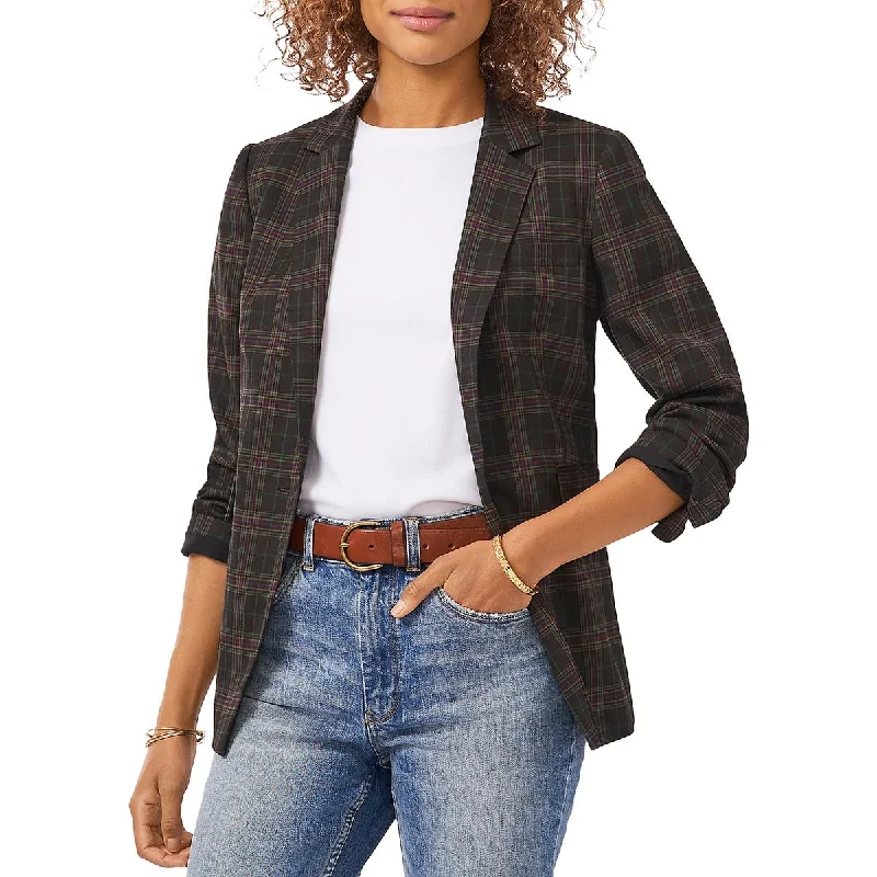 Vince Camuto Womens Plaid Notch Collar One-Button Blazer Women's Elegant Blazer