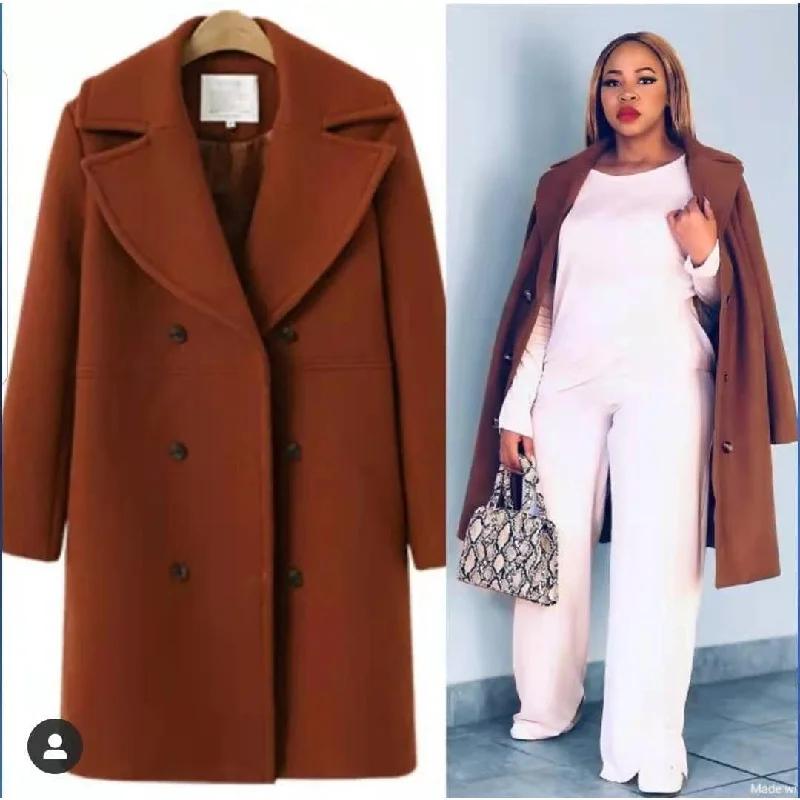 Turn-Down Collar Coat Cuffed Rolled Raglan