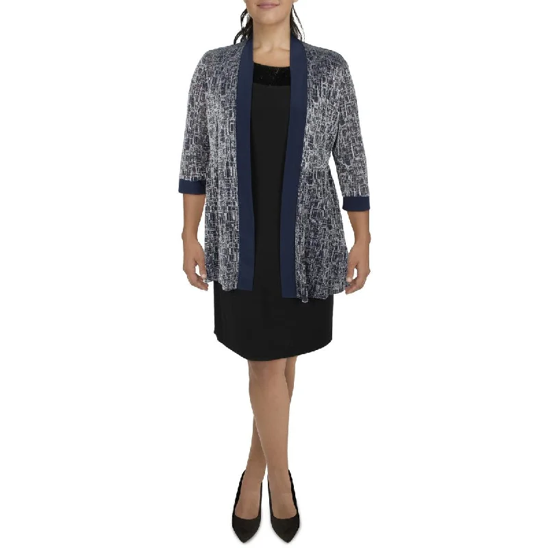 R&M Richards Womens Knit Metallic Duster Blazer Women's High-End Blazer
