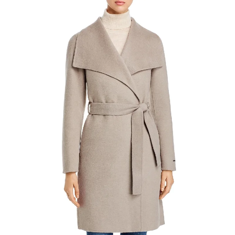 Tahari Ellie Women's Belted Double Face Mid-Length Wool Blend Wrap Coat Appliqued Beaded Sequined Tahari Ellie Women's Belted Double Face Mid-Length Wool Blend Wrap Coat Appliqued Beaded Sequined