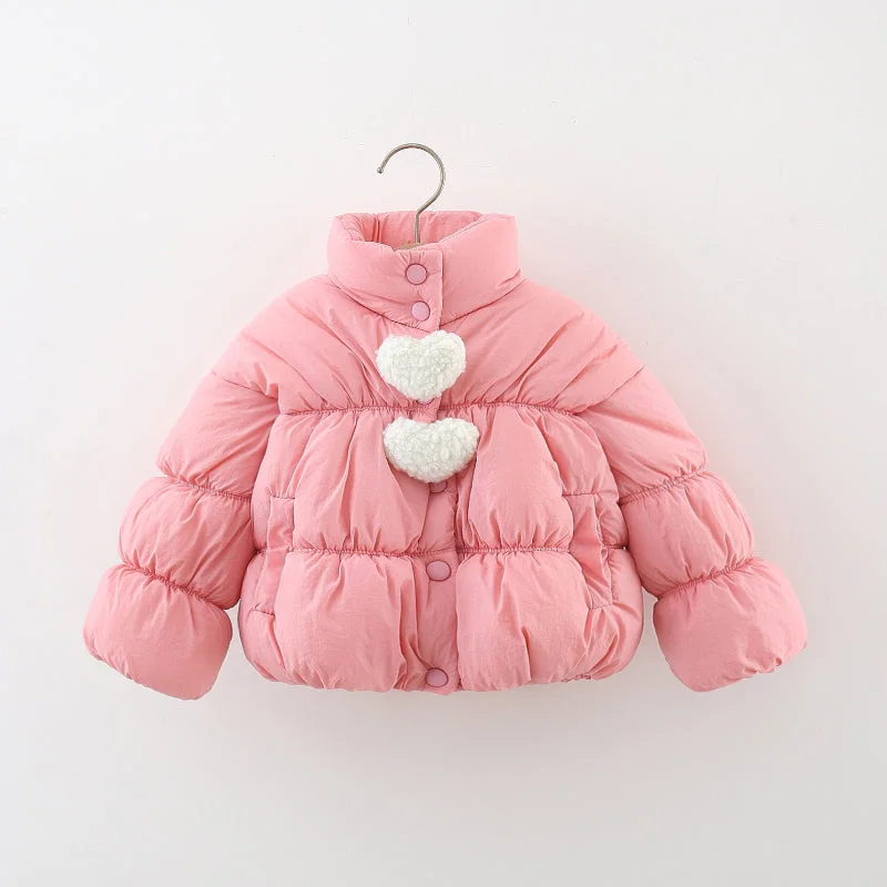 Puffy Heart Coats Solid Color Plus Velvet  Cotton Coats Bolero Crop Top Camisole