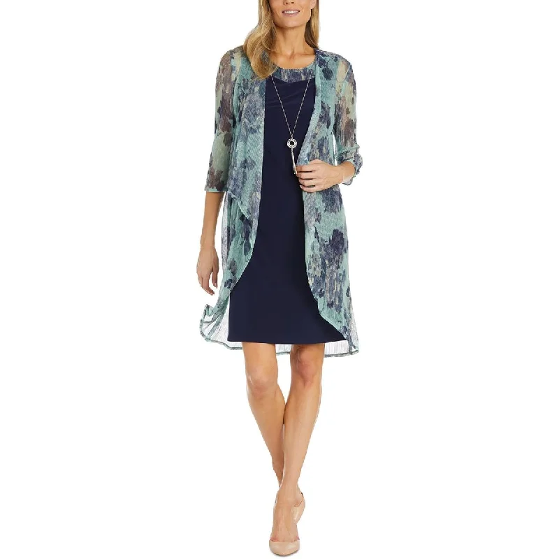 R&M Richards Womens Petites Metallic Floral Print Open-Front Blazer Women's Unique Blazer