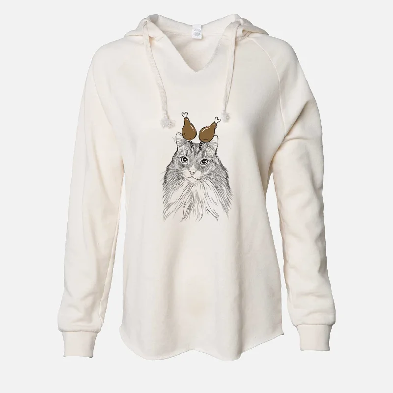 Thanksgiving Maks the Siberian Cat - Cali Wave Hooded Sweatshirt Hoodie with Fur Luxurious Winter Thanksgiving Maks the Siberian Cat - Cali Wave Hooded Sweatshirt Hoodie with Fur Luxurious Winter