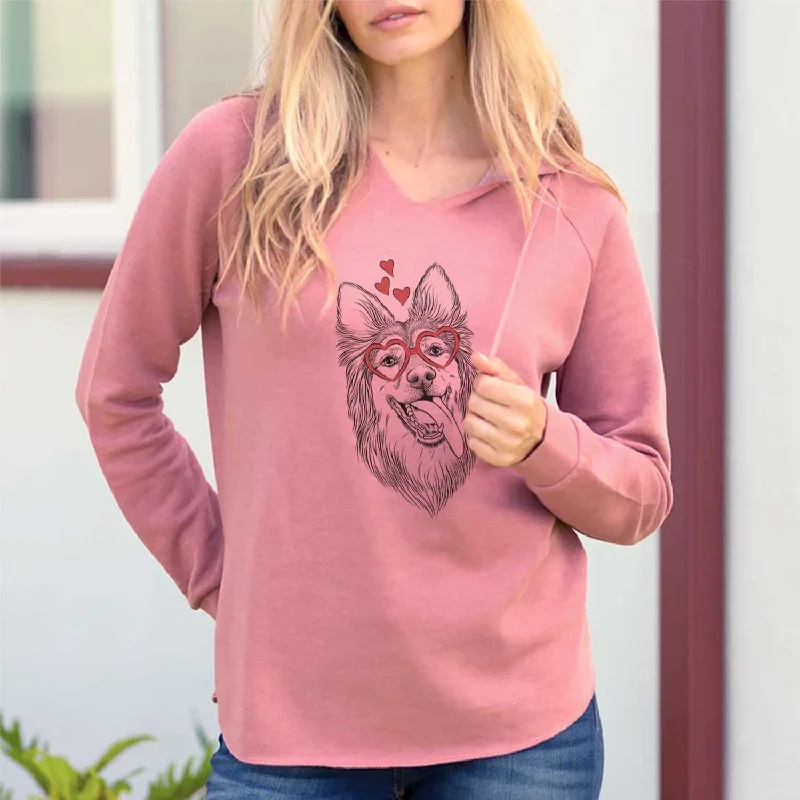 Valentine Rosalie the German Shepherd Mix - Cali Wave Hooded Sweatshirt Hoodie with Typography Text Message
