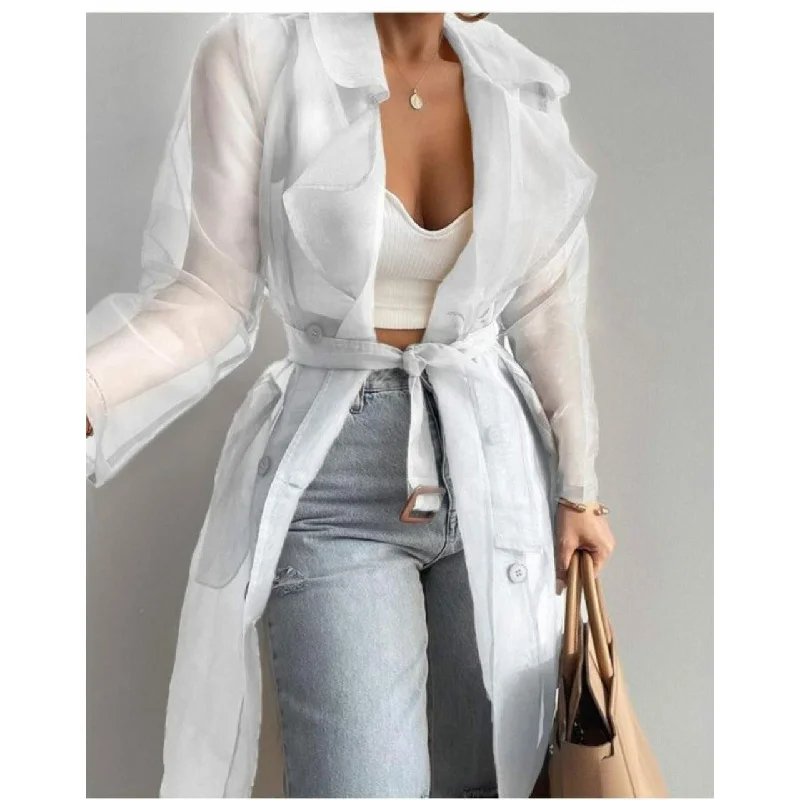 Sheer mesh long sleeve coat Sleeveless Short Sleeve Long Sleeve
