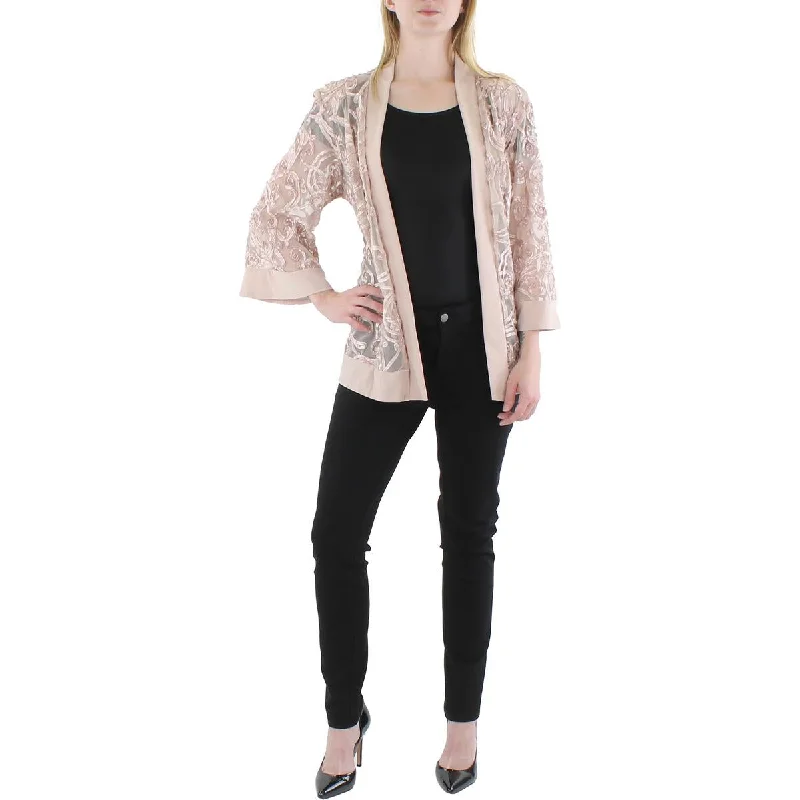 R&M Richards Womens Plus Mesh Soutache Duster Blazer Women's Unique Blazer