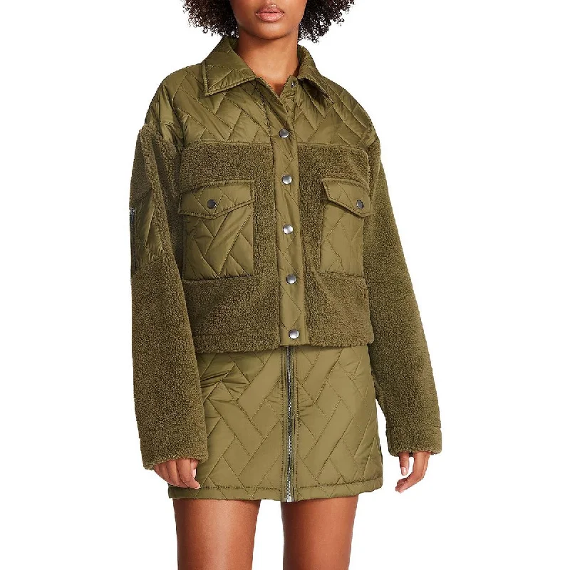 Steve Madden Womens Iris Faux Fur Quilted Faux Fur Coat Cape Coat Herringbone Coat Tweed Coat Steve Madden Womens Iris Faux Fur Quilted Faux Fur Coat Cape Coat Herringbone Coat Tweed Coat