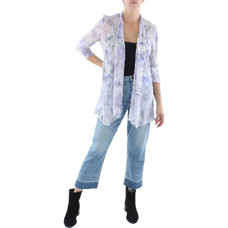 R&M Richards Womens Chiffon Metallic Duster Blazer Women's Premium Blazer