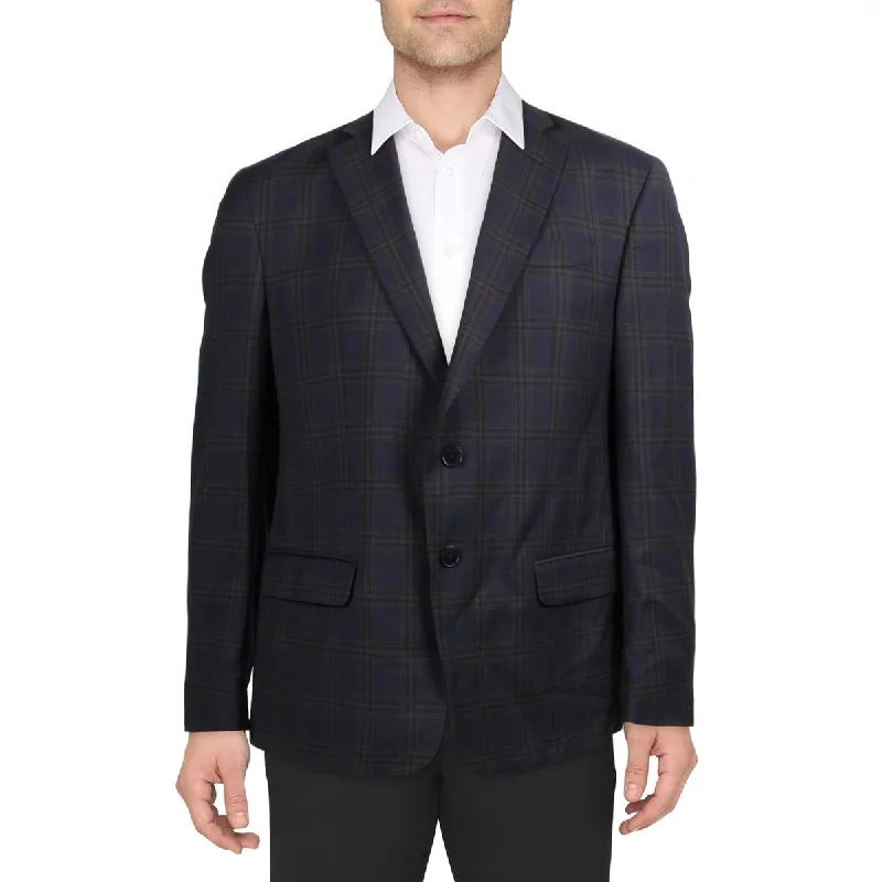 Armani Exchange Mens Wool Plaid Two-Button Blazer Women's Plaid Suit