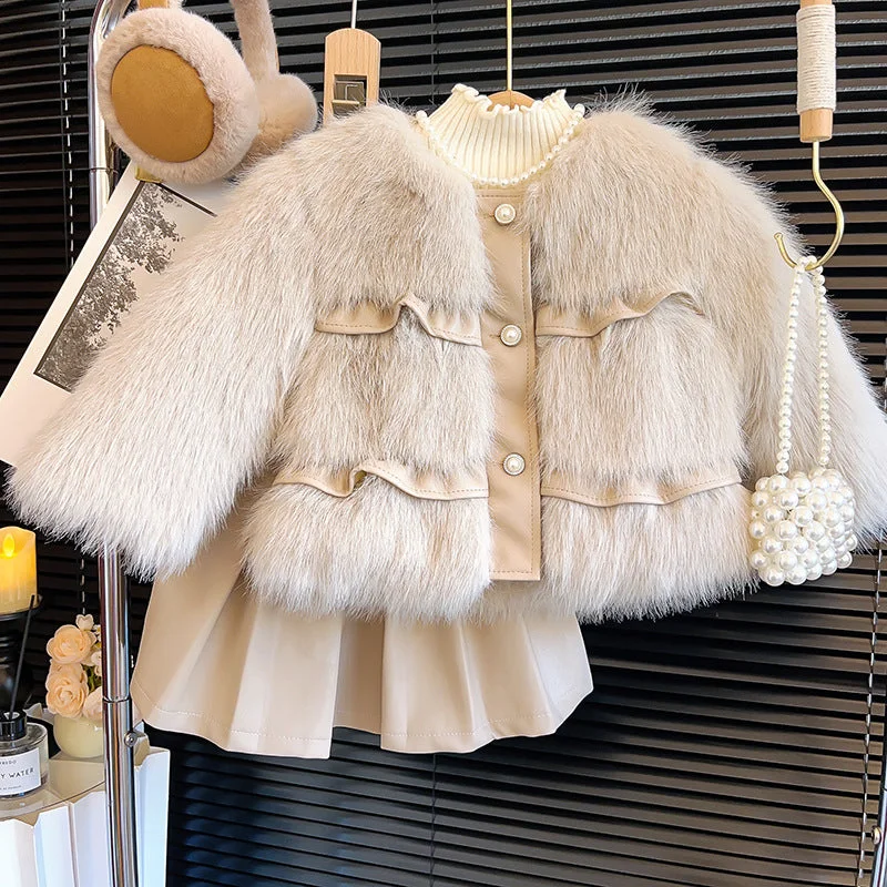 Cute and Warm New Year Baby Girl White Coat Three-Quarter Sleeve Elbow Sleeve Wrist Sleeve Cute and Warm New Year Baby Girl White Coat Three-Quarter Sleeve Elbow Sleeve Wrist Sleeve