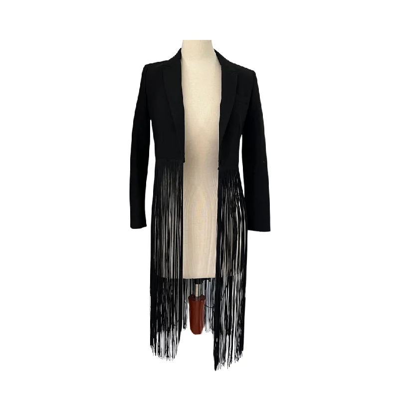 ZARA Black Fringe Blazer  | Gently Used | Women's Patchwork Suit