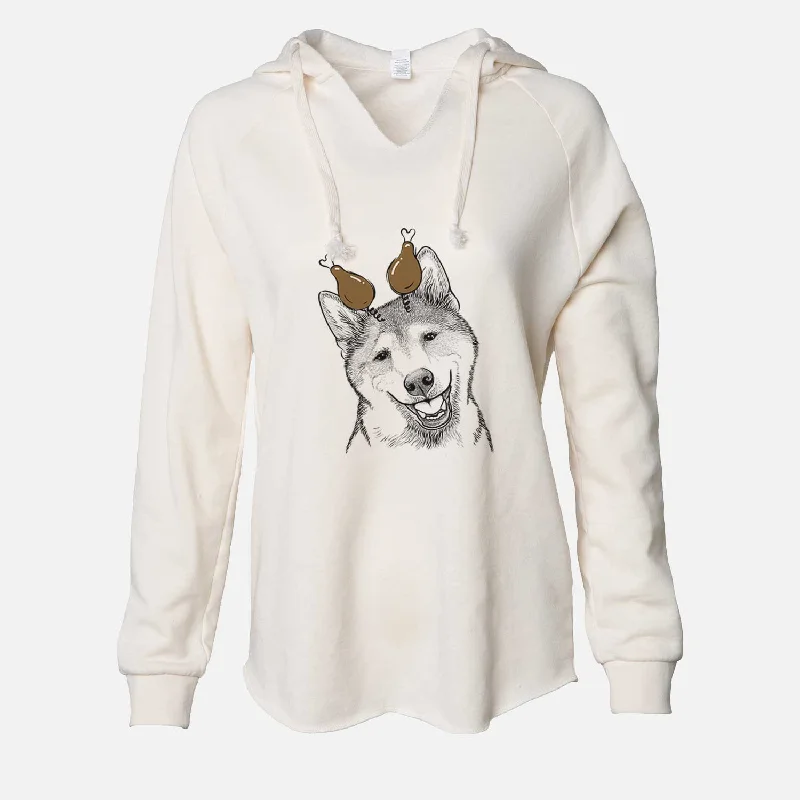 Thanksgiving Koby the Shiba Inu - Cali Wave Hooded Sweatshirt Hoodie with Hem Embroidery Detailed Premium