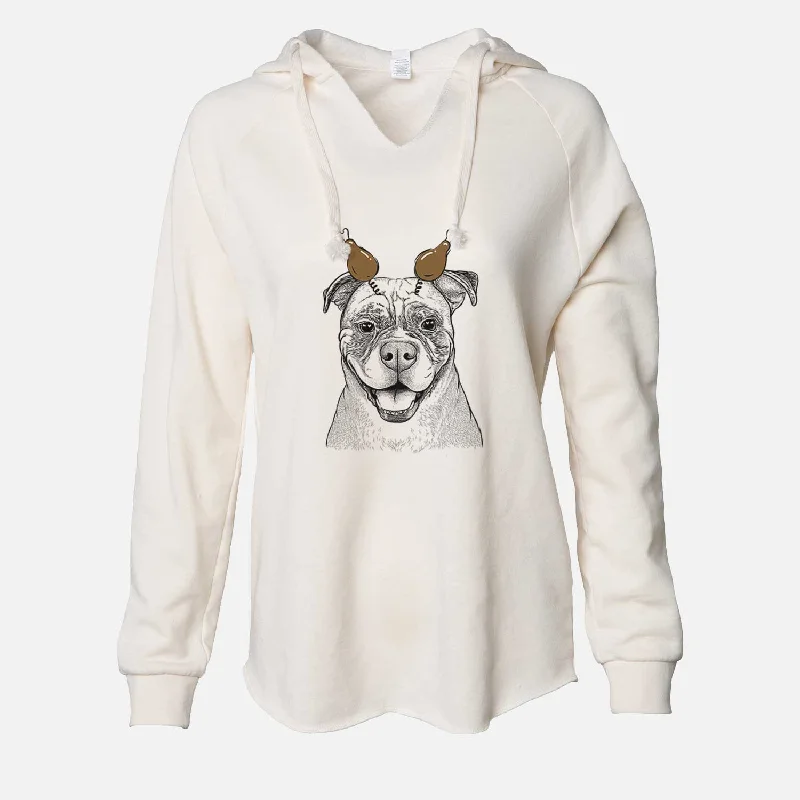 Thanksgiving Rufus the American Bulldog - Cali Wave Hooded Sweatshirt Hoodie with Velcro Closure Adjustable Secure