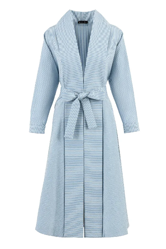 LINARIA STRIPED COTTON SEERSUCKER COAT DRESS Cape Coat Herringbone Coat Tweed Coat