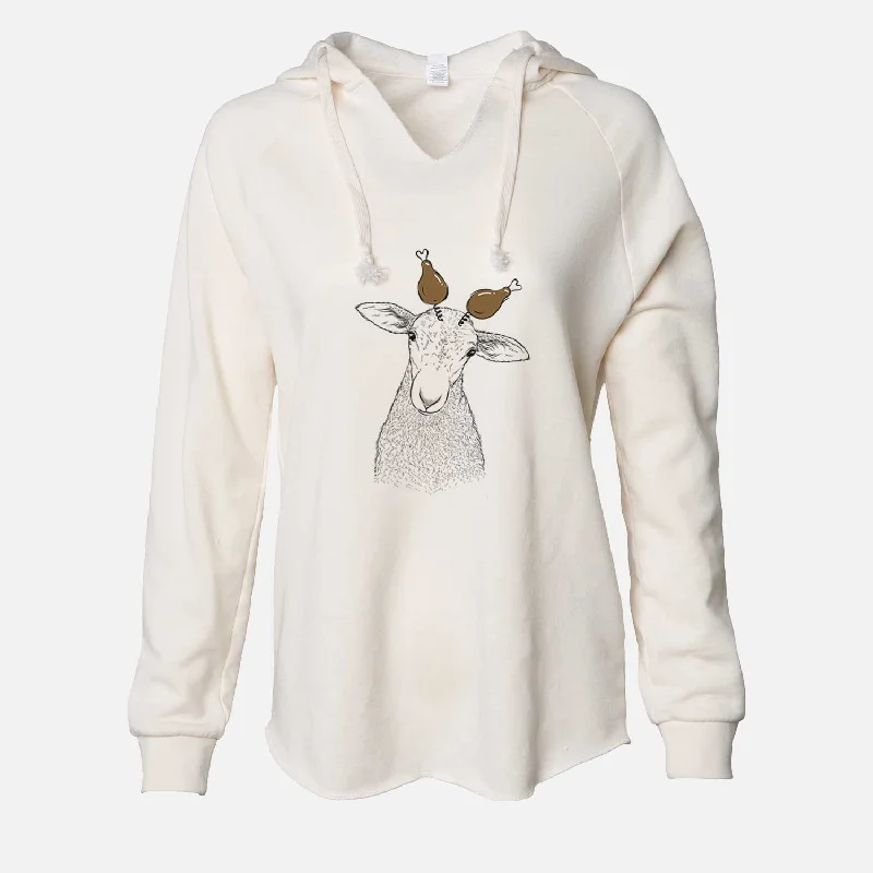 Thanksgiving Ivy the Lamb - Cali Wave Hooded Sweatshirt Hoodie with Exposed Zipper Edgy Industrial