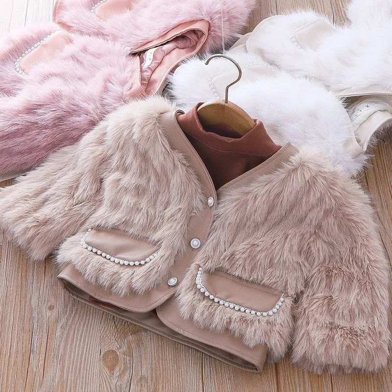 Cute Baby Girl  Winter Coat Collared Crew Neck Turtle Neck