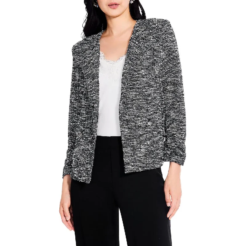 Nic + Zoe Womens Starry Sky Shoulder Pads Knit Open-Front Blazer Women's Vintage Suit Nic + Zoe Womens Starry Sky Shoulder Pads Knit Open-Front Blazer Women's Vintage Suit