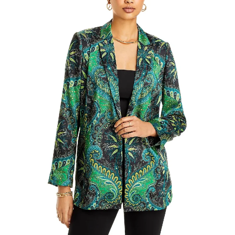 Kobi Halperin Womens Satin Printed One-Button Blazer Women's Handmade Blazer