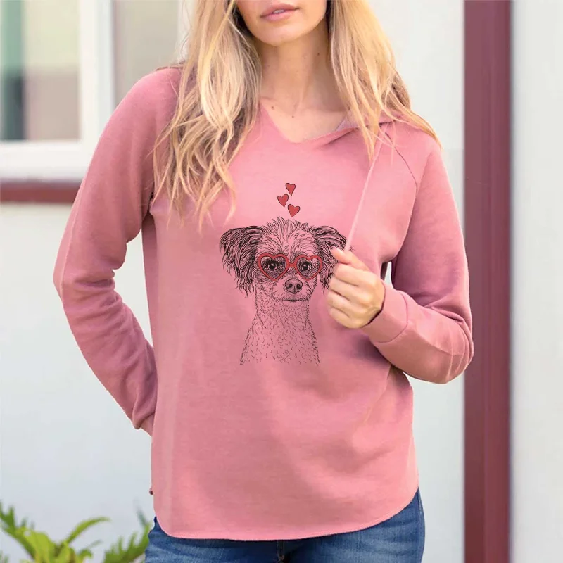 Valentine Finley the Papillon Mix - Cali Wave Hooded Sweatshirt Hoodie with Slit Hem Functional Movement Valentine Finley the Papillon Mix - Cali Wave Hooded Sweatshirt Hoodie with Slit Hem Functional Movement