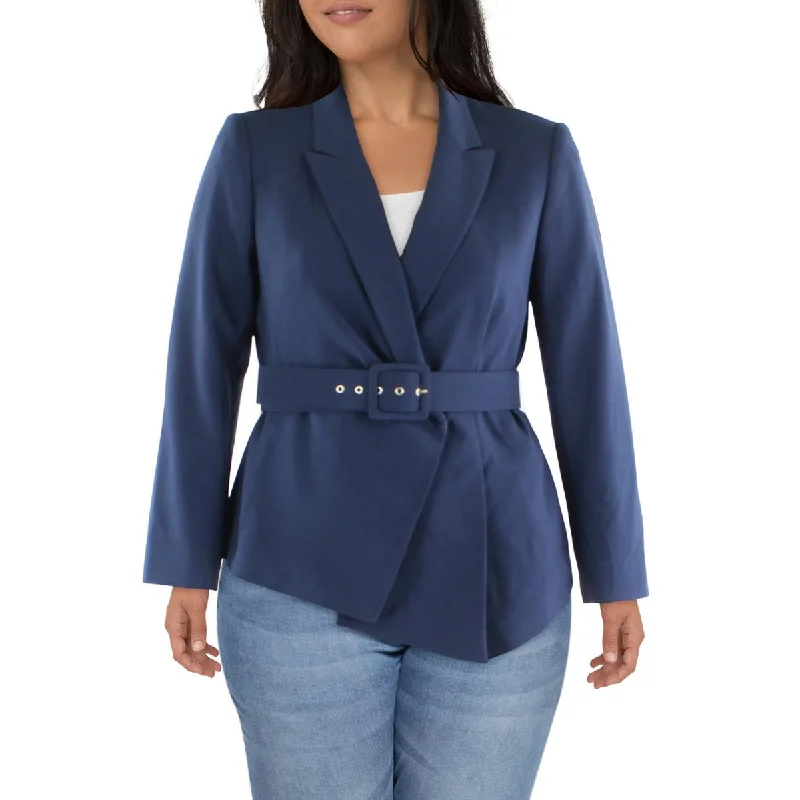 Tahari ASL Womens Woven Long Sleeves Double-Breasted Blazer Women's Stripe Blazer