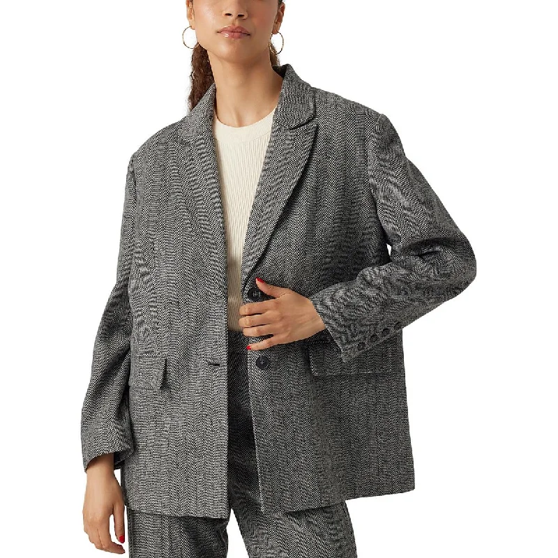 Vero Moda Womens Lizzie Herringbone Oversized Two-Button Blazer Women's Vintage Suit