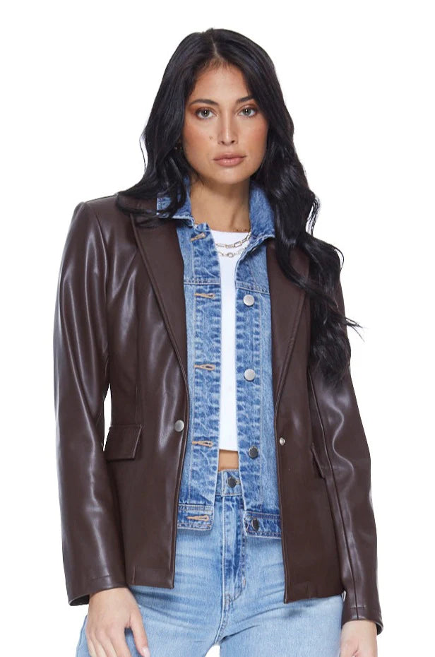 Blue Revival Helen Blazer In Unreal Leather Women's High-End Blazer