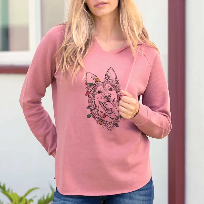 Christmas Lights Rosalie the German Shepherd Mix - Cali Wave Hooded Sweatshirt Hoodie with Tie-Dye Psychedelic Retro