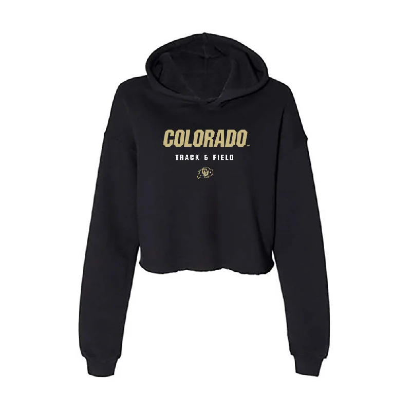 Colorado - NCAA Women's Track & Field : Whitney Valenti - Classic Shersey Women's Crop Fleece Hoodie Hoodie with Double Zipper Versatile Adjustable