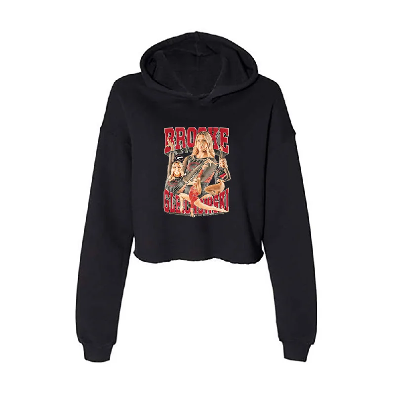 Georgia - NCAA Women's Gymnastics : Brooke Gleichowski - Player Collage Women's Crop Fleece Hoodie Hoodie with Print Artistic Unique Georgia - NCAA Women's Gymnastics : Brooke Gleichowski - Player Collage Women's Crop Fleece Hoodie Hoodie with Print Artistic Unique