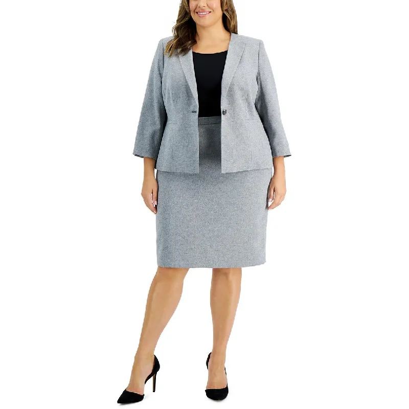 Le Suit Womens Plus Office Business One-Button Blazer Women's Long Blazer