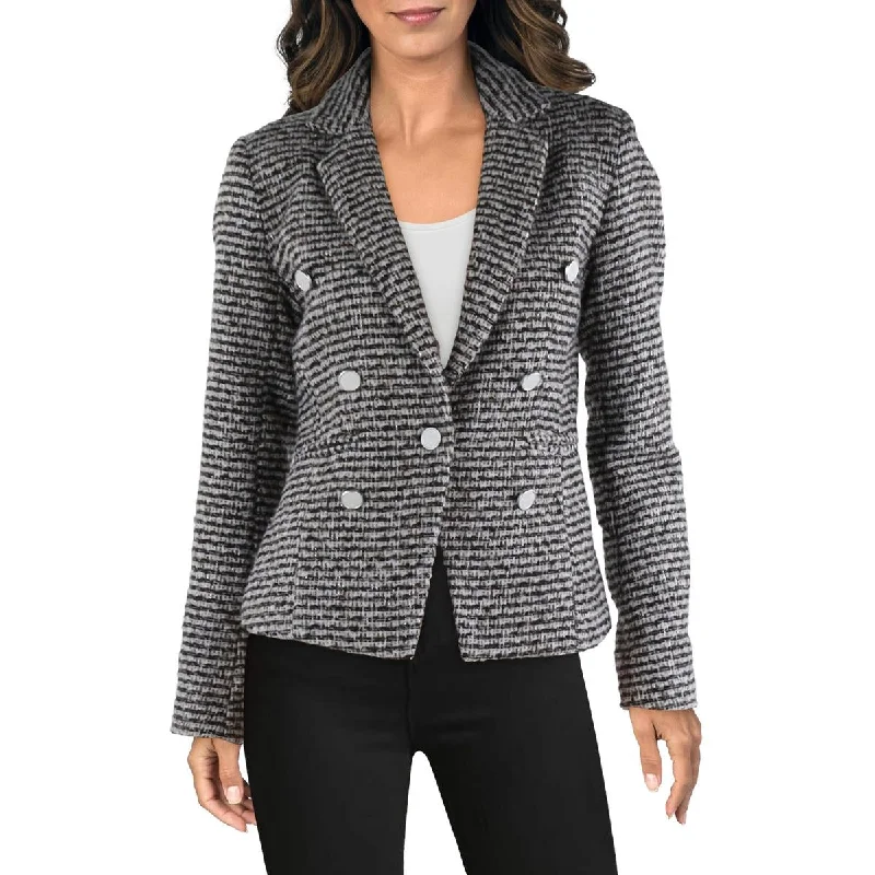 Crosby Womens Tweed Notch Collar Double-Breasted Blazer Women's Custom Jacket